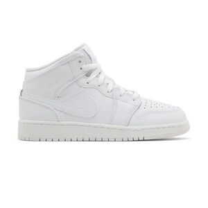Air Jordan 1 Mid GS 'Triple White' Size Big Kids 7Y (Women’s 8)